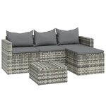 Salon de jardin meuble d'extérieur ensemble de mobilier 3 pièces avec coussins gris résine tressée 02_0015980