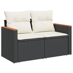 vidaXL Salon de jardin 6 Pièces avec coussins noir résine tressée