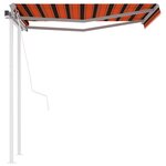 vidaXL Auvent rétractable automatique poteaux 3 5x2 5 m Orange marron