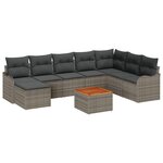 Canapés de Jardin 9 Pièces avec Coussins Gris Poly Rattan