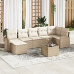 vidaXL Ensemble de Canapés de Jardin 8 Pièces avec Coussins Marron en Polyrotin