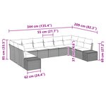 vidaXL Ensemble de canapé de jardin 10 pièces avec coussins en rattan poly noir