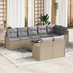 Ensemble de canapé de jardin 9 pièces avec coussins en rotin poly noir vidaXL