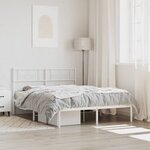 vidaXL Cadre de lit métal avec tête de lit blanc 140x190 cm