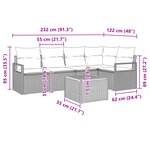 Ensemble de Canapés de Jardin de 6 pièces avec Coussins Beige Poly Rattan Acacia