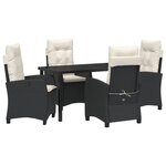 vidaXL Ensemble de salle à manger de jardin 5 pièces avec coussins en rattan poly noir