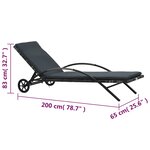 vidaXL Chaises longues avec table Résine tressée Anthracite