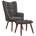 vidaXL Chaise de relaxation avec repose-pied Gris foncé Velours