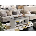 HAPPY Table Basse relevable - Blanc et gris - L 100 cm
