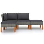 Salon de jardin meuble d'extérieur ensemble de mobilier 4 pièces avec coussins résine tressée gris 02_0016181