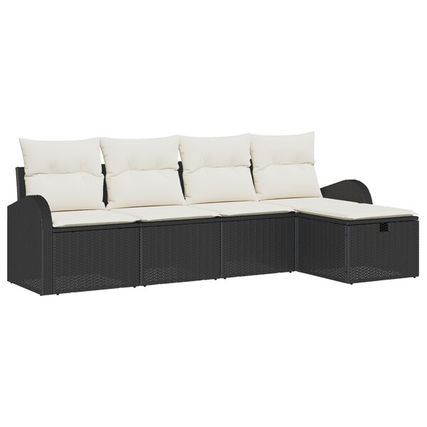 vidaXL Ensemble de 5 pièces de canapé de jardin avec coussins en noir Poly Rattan