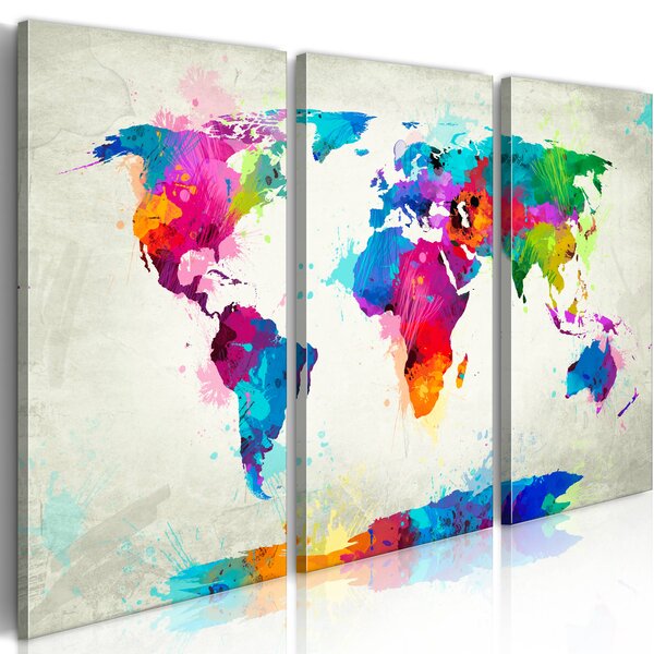 Tableau - world map: an explosion of colors l x h en cm 60x40