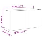 vidaXL Meuble TV mural avec lumières LED sonoma gris 80x35x41 cm