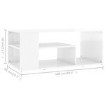 vidaXL Table basse blanc brillant 100x50x40 cm bois d'ingénierie