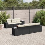 vidaXL Salon de jardin 8 Pièces avec coussins noir résine tressée