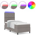 vidaXL Lit à Sommier avec Matelas & LED Taupe 100x200 cm Tissu