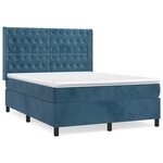 vidaXL Sommier à lattes de lit et matelas Bleu foncé 140x200cm Velours