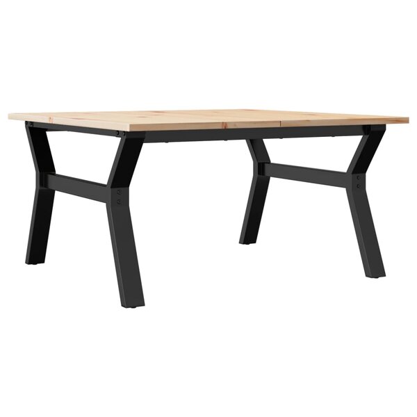 vidaXL Table basse cadre en Y 80x80x45 cm bois de pin massif et fonte