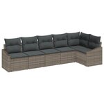 vidaXL Set de 6 canapés de jardin avec coussins gris poly rotin