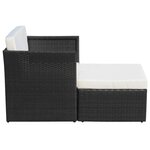 vidaXL Chaise de jardin avec tabouret Noir Résine tressée