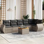 vidaXL Salon de jardin avec coussins 7 Pièces gris résine tressée