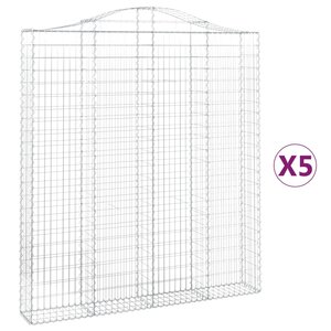 vidaXL Paniers à gabions arqués 5 Pièces 200x30x220/240 cm fer galvanisé