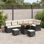 Ensemble de 9 Pièces de Canapé de Jardin avec Coussins Noir Poly Rattan Acacia