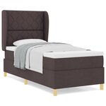 Lit à ressorts vidaXL avec matelas - Marron foncé  90x200 cm  Tissu