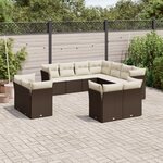 vidaXL Salon de jardin et coussins 11 Pièces marron résine tressée