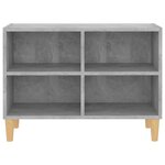 vidaXL Meuble TV avec pieds en bois massif Gris béton 69 5x30x50 cm