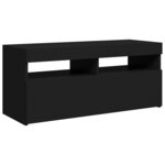 vidaXL Meuble TV avec lumières LED noir 90x35x40 cm