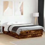 vidaXL Cadre de lit avec LED sans matelas chêne fumé 160x200 cm
