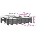 vidaXL Ensemble à manger de jardin coussins 13 Pièces mélange beige rotin