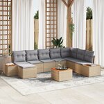 vidaXL Ensemble de Canapé de Jardin de 9 pièces avec Coussins Beige Rattan Acacia