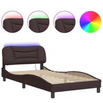 vidaXL Cadre de lit avec lumières LED marron foncé 100x200 cm tissu
