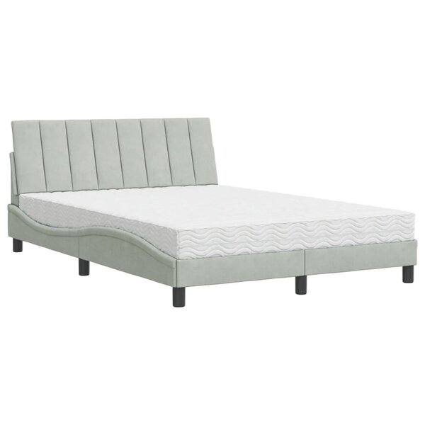 vidaXL Lit avec matelas gris clair 140x190 cm velours