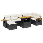 vidaXL Salon de jardin 8 Pièces avec coussins noir résine tressée