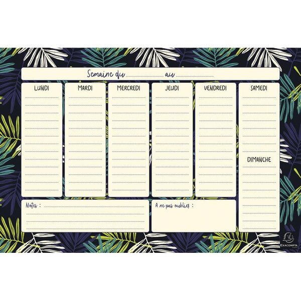 Hebdo planner Color Design Bloc 60 feuilles - H 18 x L26,5 cm EXACOMPTA