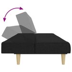 vidaXL Canapé-lit à 2 places avec repose-pied noir tissu