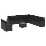vidaXL Salon de jardin 12 Pièces avec coussins noir résine tressée