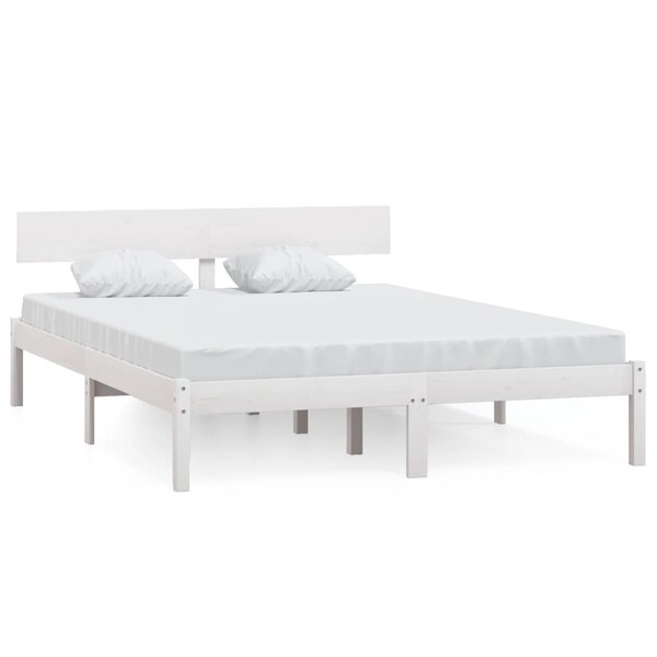 vidaXL Cadre de lit sans matelas blanc bois massif 140x190 cm