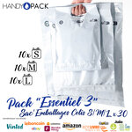 Pack Essentiel 3 Sac’Emballages Colis S-M-L  x30 sacs