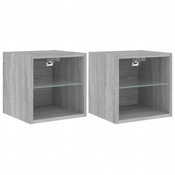 vidaXL Meubles TV muraux et lumières LED 2Pièces sonoma gris 30x28 5x30cm