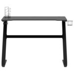 Bureau table poste de travail meuble d'ordinateur informatique étude de jeu avec pieds en forme de ZZ 110 x 60 x 75 cm noir 02_0023773