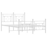 vidaXL Cadre de lit métal sans matelas et pied de lit blanc 135x190 cm