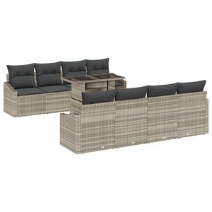 vidaXL Ensemble de salon de jardin 7 pièces avec coussins en poly rattan gris clair