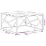 vidaXL Table basse argenté inox et bois de mélèze massif