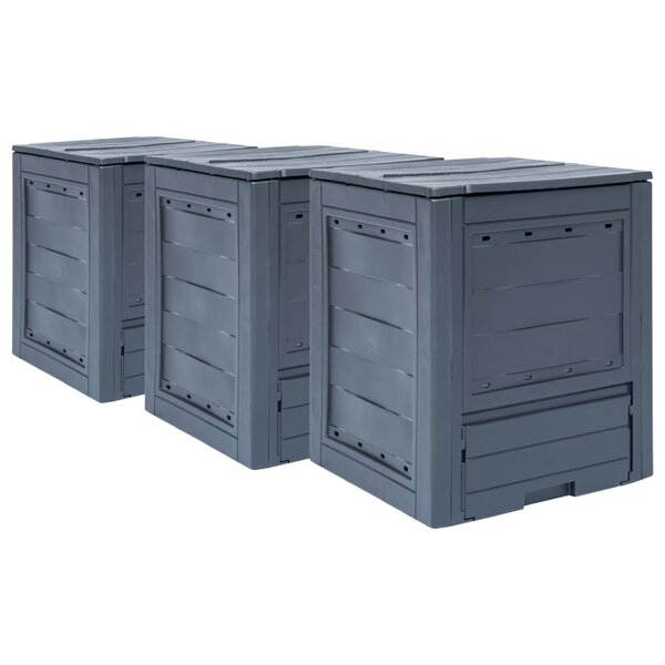 vidaXL Composteurs de jardin 3 Pièces Gris 60x60x73 cm 780 L