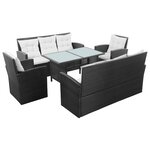 Salon de jardin meuble d'extérieur ensemble de mobilier 5 pièces avec coussins résine tressée noir 02_0016494