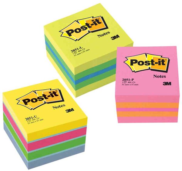 Note Repositionnables mini cube 2051-U, 51 x 51 mm 400 Feuilles Ultra color POST-IT